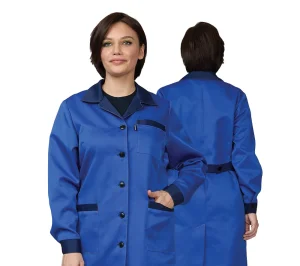 Халат женский "Универсальный" василёк/тёмно-синий эконом