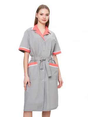 Халат женский "Прибой" цвет св.серый/коралловый/белый СКИДКА 20%