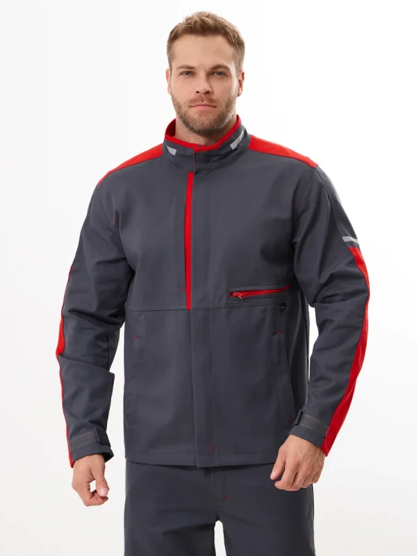 Куртка Корнет (100% хлопок), серый/красный