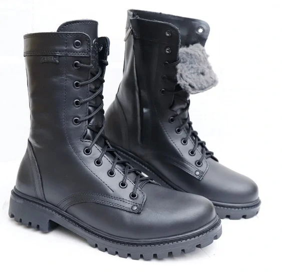 Ботинки с высоким берцем «ТРЕК» на шерстяном меху и резиновой подошве (АРТ.825) черные