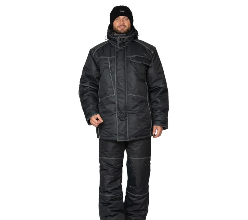 Костюм мужской утеплённый "Викинг" чёрный (куртка и брюки)