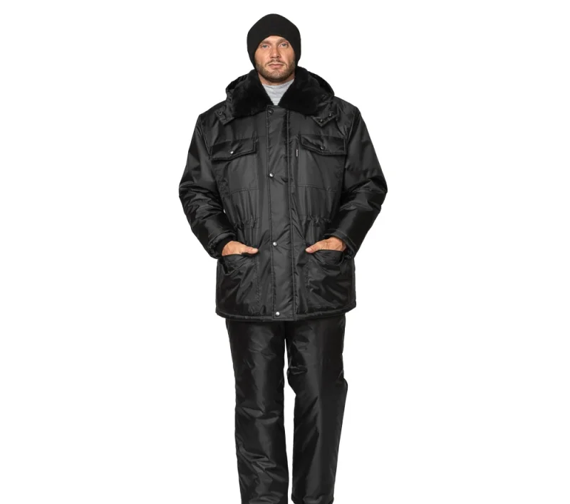 Куртка мужская утеплённая "Альфа" удлинённая чёрная